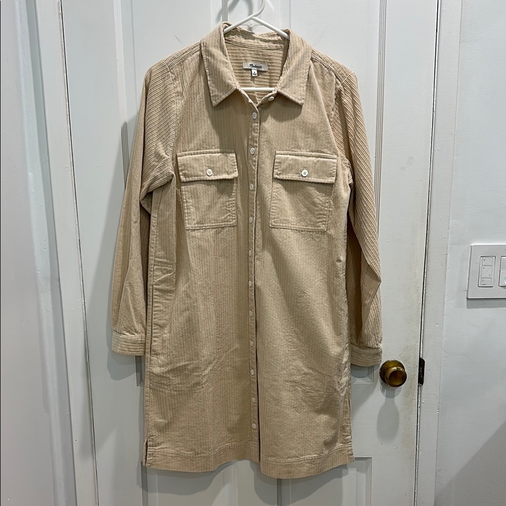 Madewell Cream Corduroy Shirt Dress